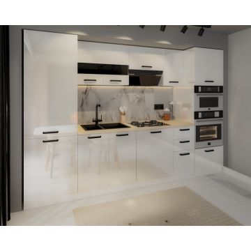 Bucatarie Daria, MDF Alb Lucios, 300x60x200cm Bucatarie Daria, MDF Alb Lucios, 300x60x200cm