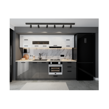 Bucatarie Daria MDF, V1 260x60x200cm, Alb+ Antracit Bucatarie Daria MDF, V1 260x60x200cm, Alb+ Antracit