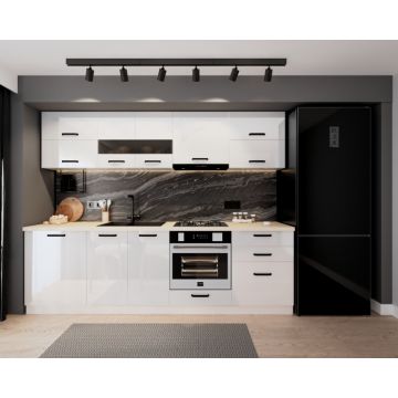 Bucatarie Daria MDF, V1 260x60x200cm, Alb Bucatarie Daria MDF, V1 260x60x200cm, Alb