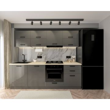 Bucatarie Daria V2, 240x60x200cm, Gri antracit Bucatarie Daria V2, 240x60x200cm, Gri antracit