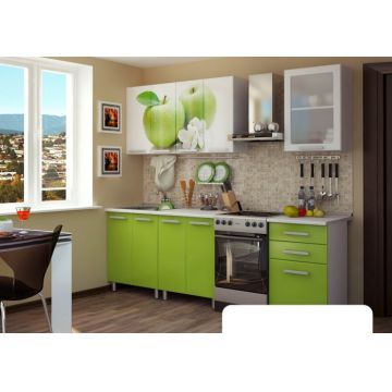 Bucatarie Famp Mar, 180x60x200 cm, Alb + Verde Bucatarie Famp Mar, 180x60x200 cm, Alb + Verde