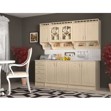 Bucatarie Korona Mebel MDF 2m, 200x60x200 cm, Mesteacan Bucatarie Korona Mebel MDF 2m, 200x60x200 cm, Mesteacan