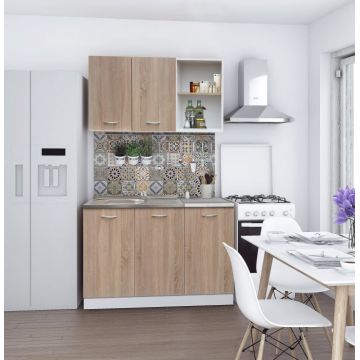 Bucatarie Natali 1.2 m, Alb + Sonoma Bucatarie Natali 1.2 m, Alb + Sonoma