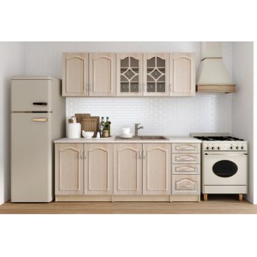 Bucatarie Olea Mebel MDF 2m, Mesteacan Cu Blat Intreg Bucatarie Olea Mebel MDF 2m, Mesteacan Cu Blat Intreg