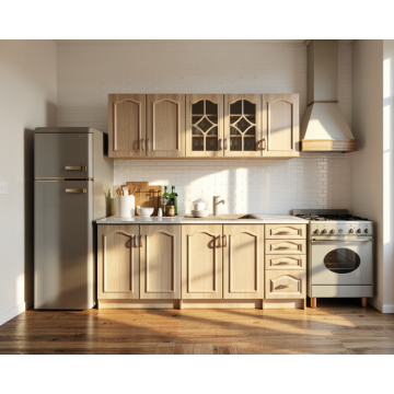 Bucatarie Olea Mebel MDF 2m Mesteacan cu blat intreg