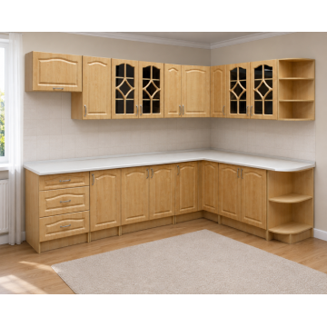Bucatarie Olea pe colt MDF mesteacan 270x60x200 cm