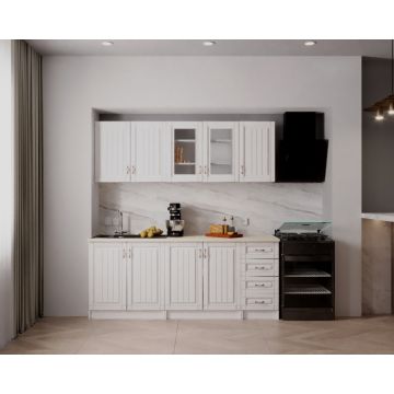 Bucatarie Provence RO 2m MDF, Alb Bucatarie Provence RO 2m MDF, Alb