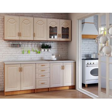 Bucatarie Tiulpan MDF 2.0m Mesteacan cu blat intreg Bucatarie Tiulpan MDF 2.0m Mesteacan cu blat intreg