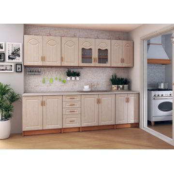 Bucatarie TIULPAN MDF 2.6M MESTEACAN CU BLAT INTREG Bucatarie TIULPAN MDF 2.6M MESTEACAN CU BLAT INTREG