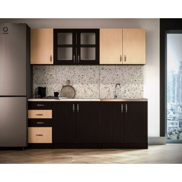 Bucatarie Venus Ro 2.0m, Wenge + Mesteacan Bucatarie Venus Ro 2.0m, Wenge + Mesteacan