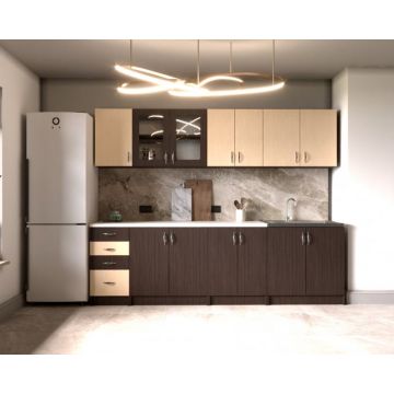 Bucatarie Venus Ro 2.6m, Wenge + Mesteacan Bucatarie Venus Ro 2.6m, Wenge + Mesteacan