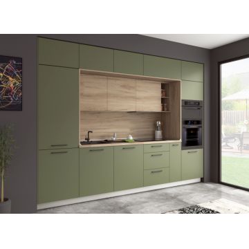 Bucatarie Verde Mat, 324x60x252 cm, Alb Verde Bucatarie Verde Mat, 324x60x252 cm, Alb Verde