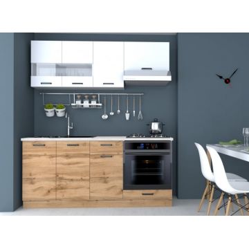 Bucatarie Vio C 1.8m, Stejar Wotan + Alb Bucatarie Vio C 1.8m, Stejar Wotan + Alb