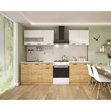 Bucatarie Vio Stejar K003 Alb 2m