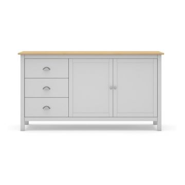 Comodă alb/natural joasă din lemn de pin 150x80,5 cm Misti – Marckeric Comodă alb/natural joasă din lemn de pin 150x80,5 cm Misti – Marckeric