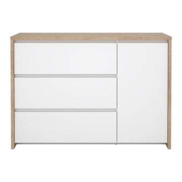 Comodă albă-în culoare naturală cu aspect de lemn de stejar 119x84x48 cm Next – Tvilum Comodă albă-în culoare naturală cu aspect de lemn de stejar 119x84x48 cm Next – Tvilum