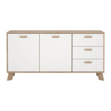 Comodă albă-în culoare naturală cu aspect de lemn de stejar 147x73x39 cm Ikast – Tvilum Comodă albă-în culoare naturală cu aspect de lemn de stejar 147x73x39 cm Ikast – Tvilum