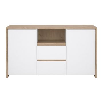 Comodă albă-în culoare naturală cu aspect de lemn de stejar 149x84x48 cm Next – Tvilum Comodă albă-în culoare naturală cu aspect de lemn de stejar 149x84x48 cm Next – Tvilum