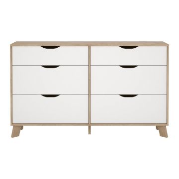 Comodă albă-în culoare naturală cu aspect de lemn de stejar 156x92x40 cm Ikast – Tvilum Comodă albă-în culoare naturală cu aspect de lemn de stejar 156x92x40 cm Ikast – Tvilum