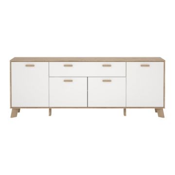 Comodă albă-în culoare naturală cu aspect de lemn de stejar 196x73x39 cm Ikast – Tvilum Comodă albă-în culoare naturală cu aspect de lemn de stejar 196x73x39 cm Ikast – Tvilum