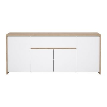 Comodă albă-în culoare naturală cu aspect de lemn de stejar 197x84x48 cm Next – Tvilum Comodă albă-în culoare naturală cu aspect de lemn de stejar 197x84x48 cm Next – Tvilum