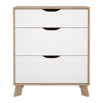 Comodă albă-în culoare naturală cu aspect de lemn de stejar 79x92x40 cm Ikast – Tvilum Comodă albă-în culoare naturală cu aspect de lemn de stejar 79x92x40 cm Ikast – Tvilum