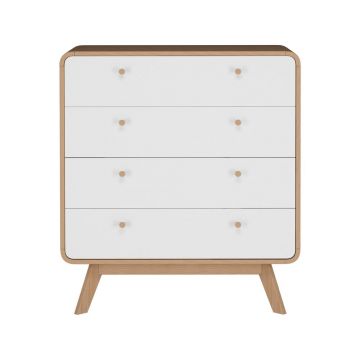 Comodă albă/în culoare naturală înaltă cu aspect de lemn de stejar 80x88 cm Caitlin – Støraa Comodă albă/în culoare naturală înaltă cu aspect de lemn de stejar 80x88 cm Caitlin – Støraa