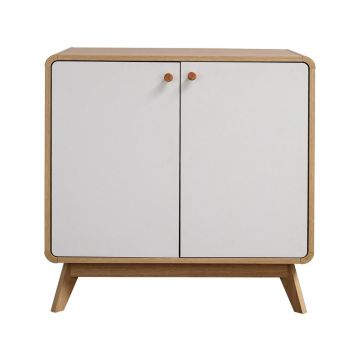 Comodă albă joasă cu aspect de lemn de stejar 75x75 cm Cassie - Støraa Comodă albă joasă cu aspect de lemn de stejar 75x75 cm Cassie - Støraa