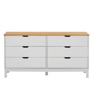 Comodă albă joasă din lemn de pin 150x75 cm Post – Støraa Comodă albă joasă din lemn de pin 150x75 cm Post – Støraa