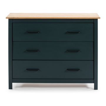 Comodă albastru-închis joasă din lemn masiv de pin 100x80 cm Miranda – Marckeric Comodă albastru-închis joasă din lemn masiv de pin 100x80 cm Miranda – Marckeric