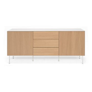 Comodă cu uși cu aspect de lemn Edge by Hammel, alb