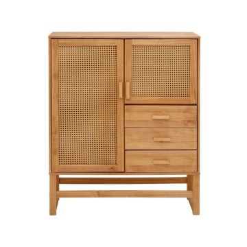 Comodă din lemn de pin cu uși din ratan Støraa Jolene, lățime 90 cm Comodă din lemn de pin cu uși din ratan Støraa Jolene, lățime 90 cm