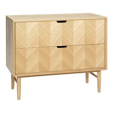 Comodă din lemn de stejar cu 2 sertare Hübsch Herringbone, natural Comodă din lemn de stejar cu 2 sertare Hübsch Herringbone, natural