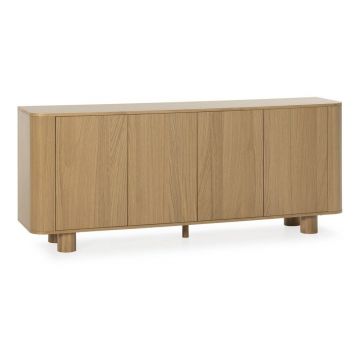 Comodă în culoare naturală cu aspect de lemn de stejar 180x75x40 cm Padoc – MOME