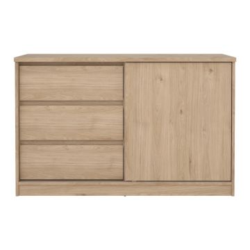 Comodă în culoare naturală cu aspect de lemn de stejar cu ușă glisantă 119x76x50 cm Naia – Tvilum