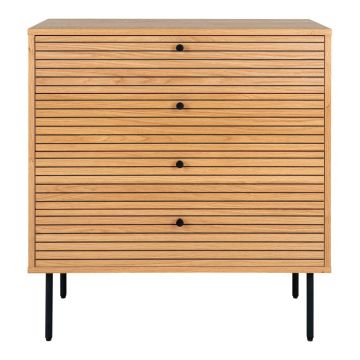 Comodă în culoare naturală înaltă cu aspect de lemn de stejar 80x85 cm Kyoto – House Nordic Comodă în culoare naturală înaltă cu aspect de lemn de stejar 80x85 cm Kyoto – House Nordic