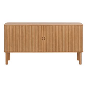 Comodă în culoare naturală joasă cu aspect de lemn de stejar cu ușă glisantă 160x80 cm Langley – Actona Comodă în culoare naturală joasă cu aspect de lemn de stejar cu ușă glisantă 160x80 cm Langley – Actona