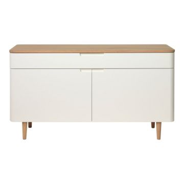 Comodă joasă din lemn de stejar alb Unique Furniture Amalfi Comodă joasă din lemn de stejar alb Unique Furniture Amalfi