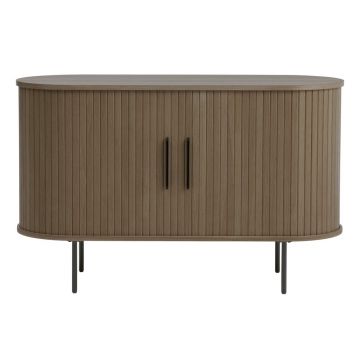 Comodă maro cu aspect de lemn de stejar cu ușă glisantă 120x76x45 cm Nola – Unique Furniture Comodă maro cu aspect de lemn de stejar cu ușă glisantă 120x76x45 cm Nola – Unique Furniture
