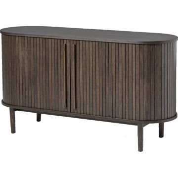 Comodă maro cu aspect de lemn de stejar cu ușă glisantă 140x76x45 cm Meta – Unique Furniture Comodă maro cu aspect de lemn de stejar cu ușă glisantă 140x76x45 cm Meta – Unique Furniture