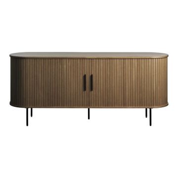 Comodă maro cu aspect de lemn de stejar cu ușă glisantă 180x76x45 cm Nola – Unique Furniture Comodă maro cu aspect de lemn de stejar cu ușă glisantă 180x76x45 cm Nola – Unique Furniture