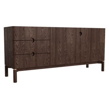 Comodă maro închis joasă cu aspect de lemn de stejar 160x73 cm Arun – Unique Furniture Comodă maro închis joasă cu aspect de lemn de stejar 160x73 cm Arun – Unique Furniture