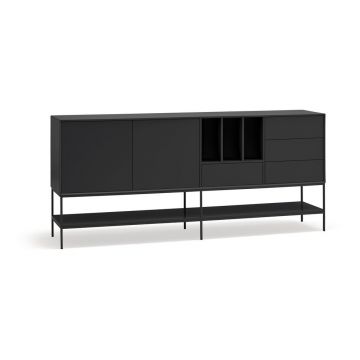 Comodă neagră 220x98x45 cm Platt – Teulat