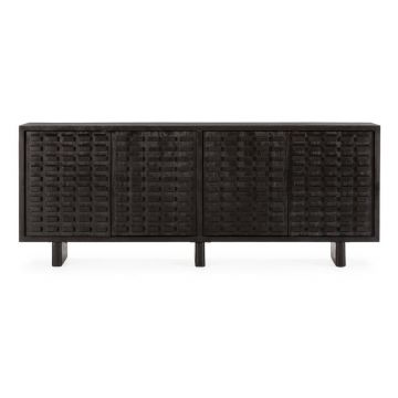 Comodă neagră din lemn de mango 200x80x40 cm Inaya – MOME