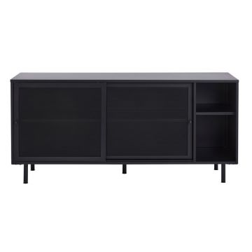 Comodă neagră din metal cu ușă glisantă 160x75x46 cm Veep – Unique Furniture Comodă neagră din metal cu ușă glisantă 160x75x46 cm Veep – Unique Furniture