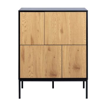Comodă neagră/în culoare naturală înaltă cu aspect de lemn de stejar 80x103 cm Seaford – Actona Comodă neagră/în culoare naturală înaltă cu aspect de lemn de stejar 80x103 cm Seaford – Actona