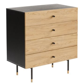 Comodă neagră/în culoare naturală înaltă cu aspect de lemn de stejar 80x87 cm Jugend – Woodman Comodă neagră/în culoare naturală înaltă cu aspect de lemn de stejar 80x87 cm Jugend – Woodman