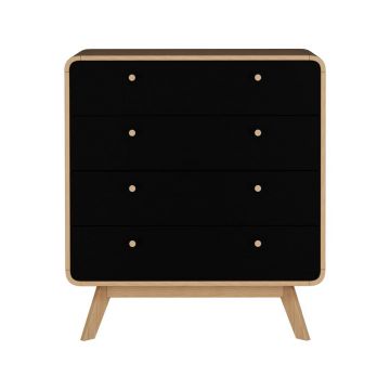 Comodă neagră/în culoare naturală înaltă cu aspect de lemn de stejar 80x88 cm Cassie – Støraa Comodă neagră/în culoare naturală înaltă cu aspect de lemn de stejar 80x88 cm Cassie – Støraa