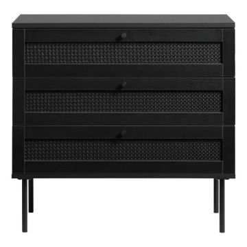 Comodă neagră joasă cu aspect de lemn de stejar 80x75 cm Pensacola – Unique Furniture Comodă neagră joasă cu aspect de lemn de stejar 80x75 cm Pensacola – Unique Furniture