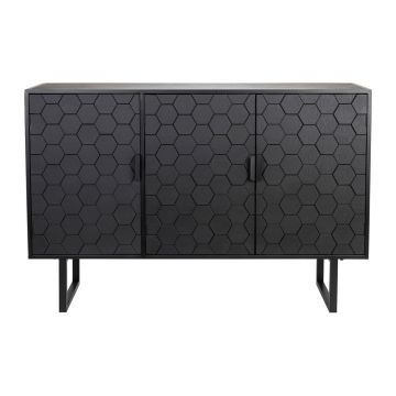 Comodă neagră joasă din lemn de pin 135x90 cm Linc – White Label Comodă neagră joasă din lemn de pin 135x90 cm Linc – White Label